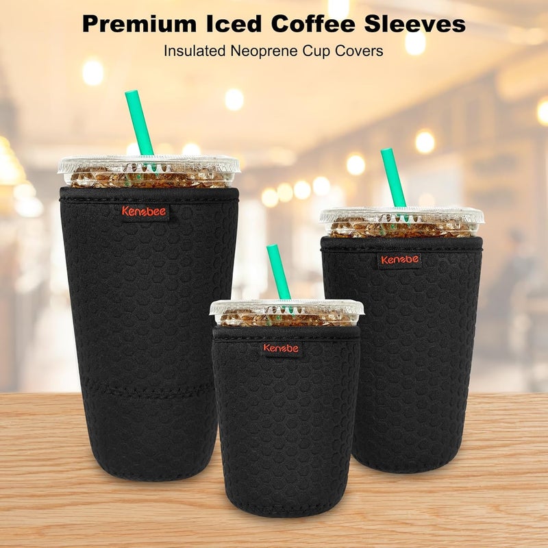 KENOBE 3 Pack Neoprene Insulator Sleeve for Iced Coffee Cups, Reusable Cooler Sleeves for Iced & Hot Drinks, Universal Fit 16-32 oz Cups Beverages, Compatible with Starbucks Dunkin Coffee and More - Image 3